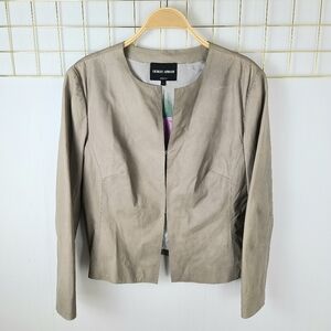 Giorgio Armani Made In Italy Soft Lambskin Leather Gray Jacket